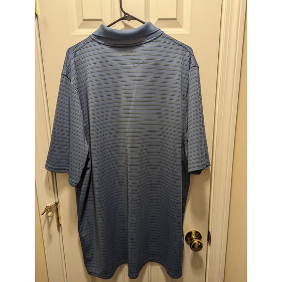 Under Armour Polo Shirt Mens 3XL Loose Blue Striped HeatGear Casual Golf Stretch - Picture 3 of 6